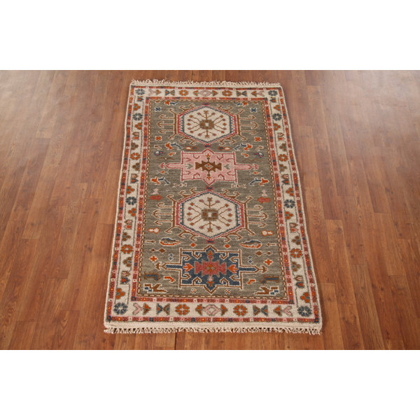 Bungalow Rose Kornelia OneofaKind 5' 0'' X 3' 1'' Cotton Area Rug in Greys & Charcoal Wayfair